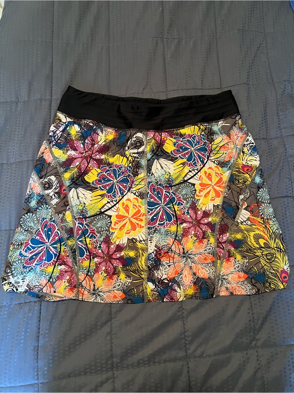SkirtSports Black-Waist Multicolor Floral Skater Skirt